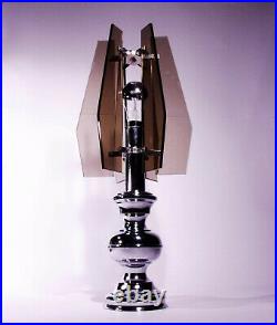 Table Lamp Vintage Italian Design Mid Century 60s Glass Chrome Fontana Arte Veca
