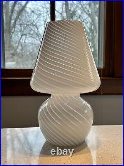 Tall White Glass Mushroom Lamp, Mid-century Lamp, Retro Lamp, Vintage lamp