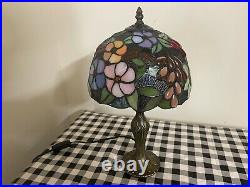 Tiffany Flower Style 10 inch Table Lamp Multicolor Stained Glass Handcrafted