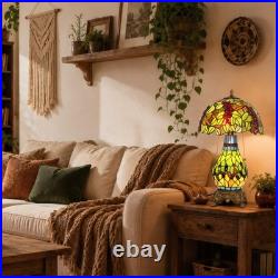 Tiffany Grape Table Lamp 3-Light Stained Glass Vintage Bedside Desk Light Decor