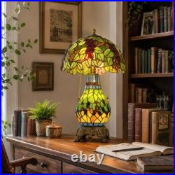Tiffany Grape Table Lamp 3-Light Stained Glass Vintage Bedside Desk Light Decor Tiffany Grape Table Lamp 3-Light Stained Glass Vintage Bedside Desk Light Decor