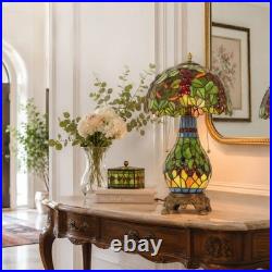 Tiffany Grape Table Lamp 3-Light Stained Glass Vintage Bedside Desk Light Decor