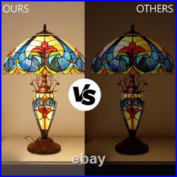 Tiffany Lamp, 24'' Tall Tiffany Table Lamp with Retro Pull Switch, 3 LED Bulbs I