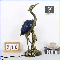 Tiffany Lamp Blue Stained Glass Crane Bird Style Table Lamp Desk Light 23.6 I