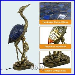 Tiffany Lamp Blue Stained Glass Crane Bird Style Table Lamp Desk Light 23.6 I
