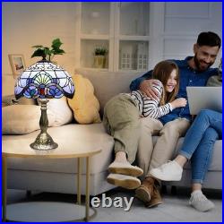 Tiffany Lamp, Blue Stained Glass Lamp, 12X12X19 Inches Vintage Table Lamp for B