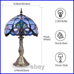 Tiffany Lamp, Blue Stained Glass Lamp, 12X12X19 Inches Vintage Table Lamp for B Tiffany Lamp, Blue Stained Glass Lamp, 12X12X19 Inches Vintage Table Lamp for B