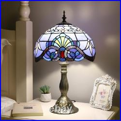 Tiffany Lamp, Blue Stained Glass Lamp, 12X12X19 Inches Vintage Table Lamp for B