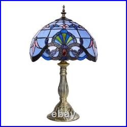 Tiffany Lamp, Blue Stained Glass Lamp, 12X12X19 Inches Vintage Table Lamp for B