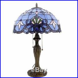 Tiffany Lamp Stained Glass Desk Lamps 24 Inch Tall Blue Purple Baroque Lavender