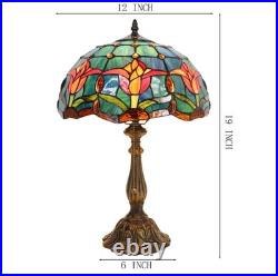 Tiffany Lamp Stained Glass Table Lamp Bedside Reading Light W12H19 Inches, Tulip Tiffany Lamp Stained Glass Table Lamp Bedside Reading Light W12H19 Inches, Tulip