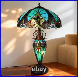 Tiffany Mother and Daughter Desk Lamp, Glass Lighting Fixture with 3 Warm Lights