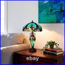 Tiffany Mother and Daughter Desk Lamp, Glass Lighting Fixture with 3 Warm Lights