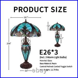 Tiffany Mother and Daughter Desk Lamp, Glass Lighting Fixture with 3 Warm Lights