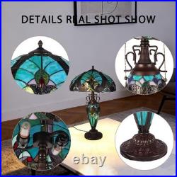 Tiffany Mother and Daughter Desk Lamp, Glass Lighting Fixture with 3 Warm Lights