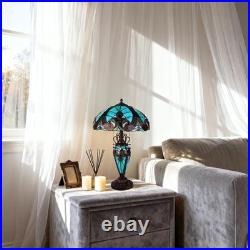 Tiffany Mother and Daughter Desk Lamp, Glass Lighting Fixture with 3 Warm Lights