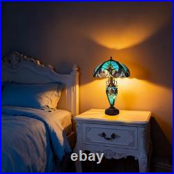 Tiffany Mother and Daughter Desk Lamp, Glass Lighting Fixture with 3 Warm Lights
