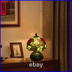 Tiffany Stained Glass Table Lamp Grape Dragonfly Vintage Accent Light