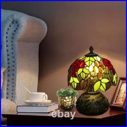 Tiffany Stained Glass Table Lamp Grape Dragonfly Vintage Accent Light
