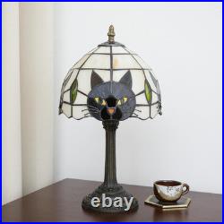Tiffany Style Black Cat Stained Glass Table Lamp Cute Small Quirky Table Lamp Be