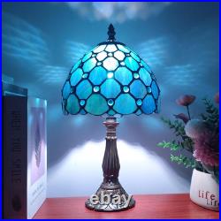 Tiffany Style Blue Pearls Table Lamp 8 Inch Antique Bedside Light