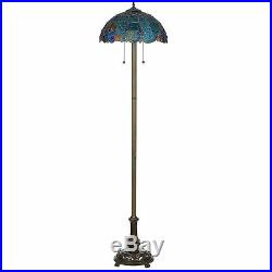 Tiffany Style Handcrafted Blue Vintage Floor Lamp 18 Shade