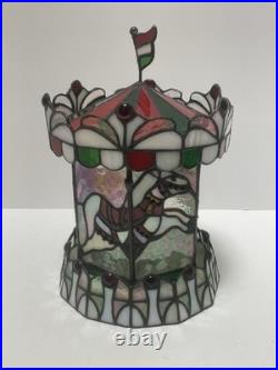 Tiffany Style Lamp NO LIGHT Colored Stained Glass Carousel Horses Vintage Decor Tiffany Style Lamp NO LIGHT Colored Stained Glass Carousel Horses Vintage Decor