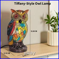 Tiffany Style Owl Table Lamp Hand Painted Vintage Resin Nightstand Light Tiffany Style Owl Table Lamp Hand Painted Vintage Resin Nightstand Light