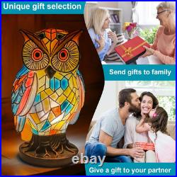Tiffany Style Owl Table Lamp Hand Painted Vintage Resin Nightstand Light Tiffany Style Owl Table Lamp Hand Painted Vintage Resin Nightstand Light
