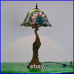 Tiffany Style Peacock Bedroom Lamp Table Lamp LED Stained Glass Shade Desk Lamps