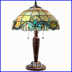 Tiffany Style Pearl Vintage Table Lamp 2 Light Pull Chain