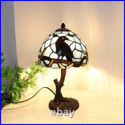 Tiffany Style Raven Moon Vintage Stained Glass Table Lamp Gothic Accent Light