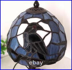 Tiffany Style Raven Moon Vintage Stained Glass Table Lamp Gothic Accent Light