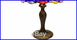 Tiffany Style Rose Table Lamp Light Stained Glass Shade Vintage Fixture Chain