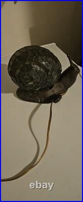 Tiffany Style Stain Glass Cast Iron Snail Light Vintage Desk Table Lamp
