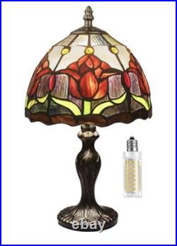Tiffany Style Stained Glass Tulip Lamp Vintage Bedside Night Light Decor
