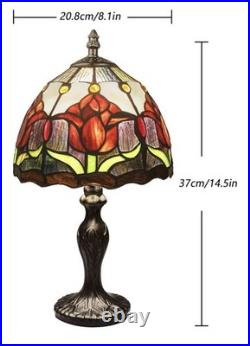 Tiffany Style Stained Glass Tulip Lamp Vintage Bedside Night Light Decor