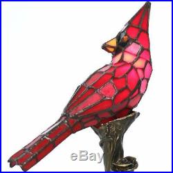 Tiffany Style Table Desk Lamp Cardinal Accent Glass Bird Red Vintage Decor New