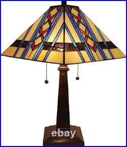 Tiffany Style Table Lamp Banker Mission 22 Tall Stained Glass