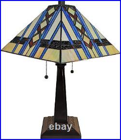 Tiffany Style Table Lamp Banker Mission 22 Tall Stained Glass