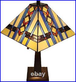 Tiffany Style Table Lamp Banker Mission 22 Tall Stained Glass