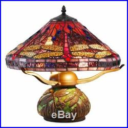 Tiffany Style Table Lamp Light Reading Stained Glass Vintage Accent Desk Living