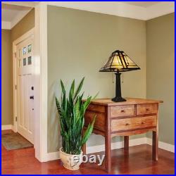 Tiffany-Style Table Lamp Mission-Design Art Glass Lighting with 2 LED Bulbs