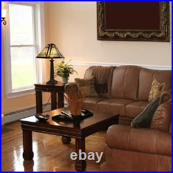 Tiffany-Style Table Lamp Mission-Design Art Glass Lighting with 2 LED Bulbs