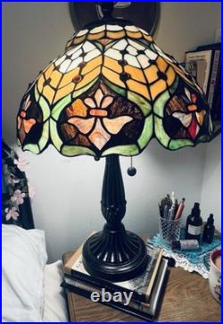 Tiffany Style Table Lamp Resin Shade Vintage Look Desk Bedside Light Works Great