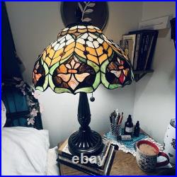 Tiffany Style Table Lamp Resin Shade Vintage Look Desk Bedside Light Works Great