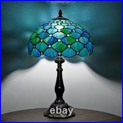 Tiffany Style Table Lamp Sea Blue Pearl Stained Glass Vintage Bedside Desk Light Tiffany Style Table Lamp Sea Blue Pearl Stained Glass Vintage Bedside Desk Light