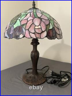 Tiffany Style Table Lamp Stained Glass Bedside Desk Light 18 Tall Vintage Tiffany Style Table Lamp Stained Glass Bedside Desk Light 18 Tall Vintage