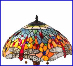 Tiffany Style Table Lamp Stained Glass Vintage Nightstand Desk Office Dragonfly