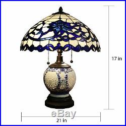 Tiffany Style Table Lamp Stained Glass Vintage Victorian Nightstand Office Desk